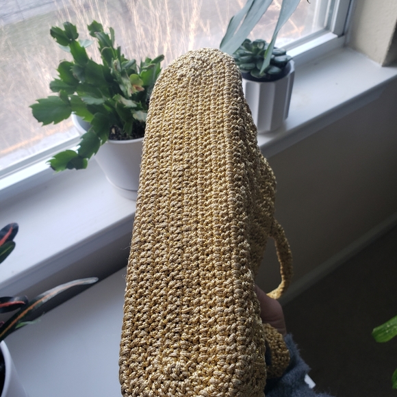 Vintage 1950s Gold Metallic Crochet Bag - Picture 5 of 6